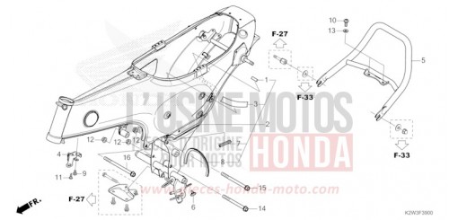 CARROSSERIE DE CHASSIS/POIGNEE ARRIERE ST125AP de 2023